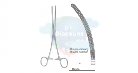 Зажим атравматичный кишечный по Doyen, изогнутый, длина 18 см